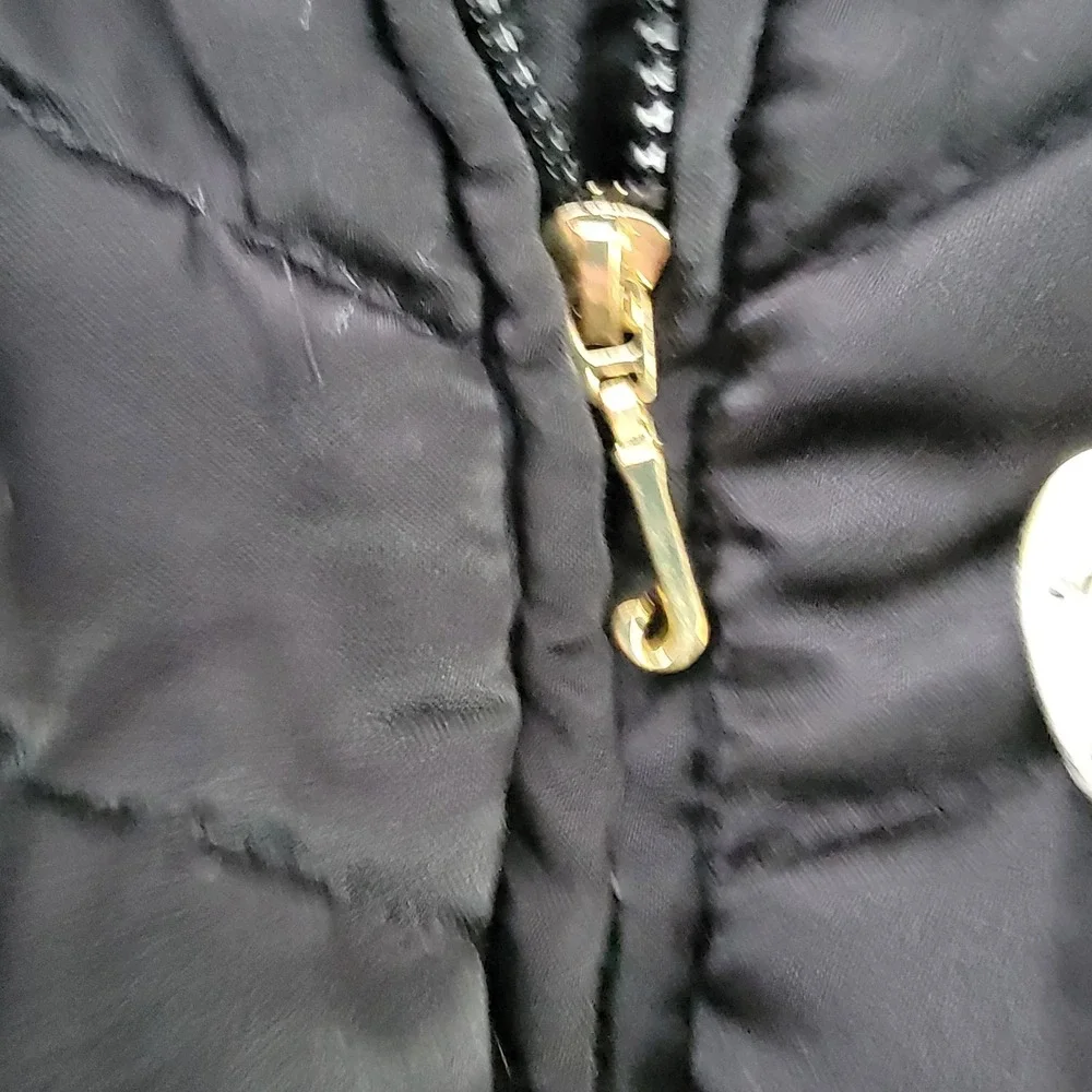 Juicy Couture Black W Gold Hardware‎ Hooded Puffer Vest Girls Size 3T fuax fur